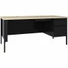 Best Sale 😀 Fortress Series 66" Right Pedestal Desk, 66" X 29.5" X 30" , 0.8", Maple Surface, Black 🧨 -Essentials shop LLR66906