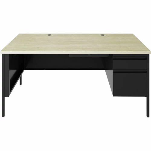 Best Sale ๐ Fortress Series 66" Right Pedestal Desk, 66" X 29.5" X 30" , 0.8", Maple Surface, Black ๐งจ 5 Best Sale ๐ Fortress Series 66" Right Pedestal Desk, 66" X 29.5" X 30" , 0.8", Maple Surface, Black ๐งจ - Image 3