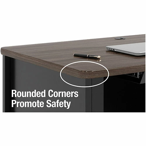 Coupon π Desk, Right-Pedestal, Mobile, 48"x30"x29-1/2", Walnut/Black β 5 Coupon π Desk, Right-Pedestal, Mobile, 48"x30"x29-1/2", Walnut/Black β - Image 3