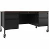 Promo π Desk, Double-Pedestal, Mobile, 60"x30"x29-1/2", Walnut/Black π 1 Promo π Desk, Double-Pedestal, Mobile, 60"x30"x29-1/2", Walnut/Black π -Essentials shop LLR66945