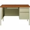 Cheapest 🌟 Right Pedestal Desk, Steel, 45-1/2"x24"x29-1/2", Oak/Putty ⭐ -Essentials shop LLR66947