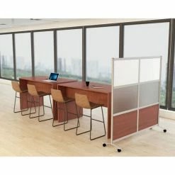 Alternative view of New 👏 Essentials Laminate Standing Height Table, 72" X 36" X 41.3", Band Edge, Material: Polyvinyl Chloride (PVC) Edge, Finish: Mahogany Laminate Surface ✔️