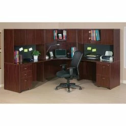 Hot Sale 👍 Corner Desk, 42" X 42" X 24" X 29-1/2", Mahogany 💯 -Essentials shop LLR69918 5