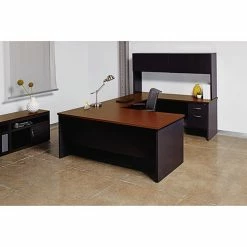 Best Sale 🌟 Right Pedestal Desk, 30" X 448", Black/Walnut 😀 -Essentials shop LLR79147 2