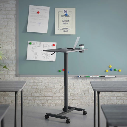 Promo ๐ฏ Height-adjustable Mobile Desk - Weathered Charcoal Laminate Top - Powder ๐งฅ Coated Base - 43" Height X 26.63" Width X 19.13" Depth ๐คฉ 5 Promo ๐ฏ Height-adjustable Mobile Desk - Weathered Charcoal Laminate Top - Powder ๐งฅ Coated Base - 43" Height X 26.63" Width X 19.13" Depth ๐คฉ - Image 3