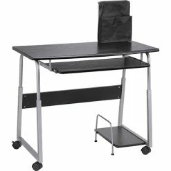 Best Sale ⌛ Mobile Computer Desk, Black/Silver 👏