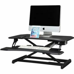 Deals ⌛ Electric Desk Riser With Wireless Device Charging, 20" Height X 19.3" Width X 33.5" Depth, Desktop, Black ✨ -Essentials shop LLR99530 5