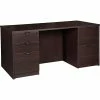 Outlet 🎁 Double-pedestal Desk F/F B/B/F, 66" X 30" X 29", Espresso 🎁 -Essentials shop LLRPD3066DPES