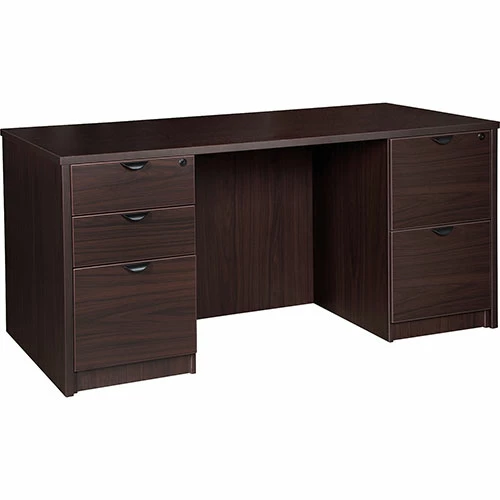 Outlet π Double-pedestal Desk F/F B/B/F, 66" X 30" X 29", Espresso π 3 Outlet π Double-pedestal Desk F/F B/B/F, 66" X 30" X 29", Espresso π