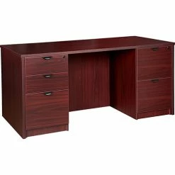 Buy ✨ Double-pedestal Desk F/F B/B/F, 66" X 30" X 29", Mahogany 🥰