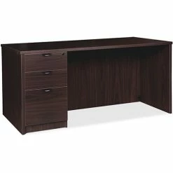 Budget 🤩 Left-pedestal Desk, B/B/F, 66"Wx30"Dx29"H, Espresso 🔥