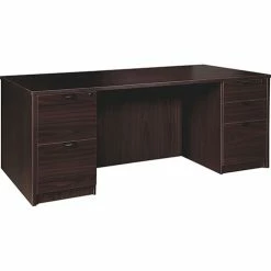 Discount 🔥 Double-pedestal Desk F/F B/B/F, 72" X 36" X 29", Espresso ⌛