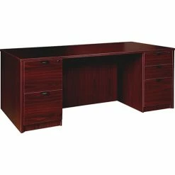 Deals ✔️ Double-pedestal Desk F/F B/B/F, 72" X 36" X 29", Mahogany 🔥