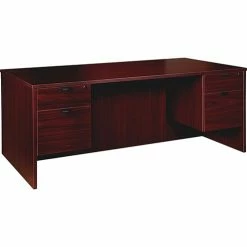 Outlet 👏 Double-pedestal Desk, B/F, 72" X 36" X 29", Mahogany 🌟