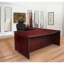 Alternative view of Outlet 👏 Double-pedestal Desk, B/F, 72" X 36" X 29", Mahogany 🌟