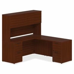 Outlet 👏 Double-pedestal Desk, B/F, 72" X 36" X 29", Mahogany 🌟 -Essentials shop LLRPD3672QDPMY 4