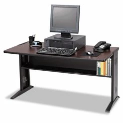 Cheapest 🧨 Computer Desk With Reversible Top, 47.5w X 28d X 30h, Mahogany/Medium Oak/Black 👏