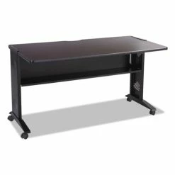 Cheapest 🔔 Mobile Computer Desk With Reversible Top, 53.5w X 28d X 30h, Mahogany/Medium Oak/Black 🛒 -Essentials shop SAF1933 2