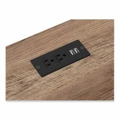 Buy 🤩 Breslyn L-Shaped Desk With Integrated Power Management, 59.5" X 59.5" X 30.25", Natural Hickory/Black 👍 -Essentials shop TVFSPLSBRLDTV 3