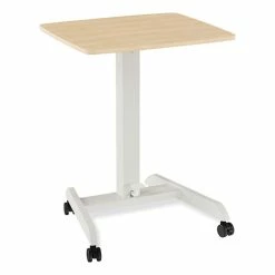 Best Pirce 🔔 Essentials Sit-Stand Single-Column Mobile Workstation, 23.6" X 20.5" X 29.6" To 44.2", Natural Wood/Light Gray 🎉