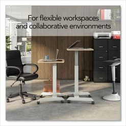Best Pirce 🔔 Essentials Sit-Stand Single-Column Mobile Workstation, 23.6" X 20.5" X 29.6" To 44.2", Natural Wood/Light Gray 🎉 11 Best Pirce 🔔 Essentials Sit-Stand Single-Column Mobile Workstation, 23.6" X 20.5" X 29.6" To 44.2", Natural Wood/Light Gray 🎉 -Essentials shop UOS60413CC 3