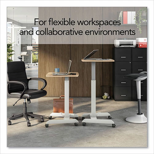 Best Pirce 🔔 Essentials Sit-Stand Single-Column Mobile Workstation, 23.6" X 20.5" X 29.6" To 44.2", Natural Wood/Light Gray 🎉 6 Best Pirce 🔔 Essentials Sit-Stand Single-Column Mobile Workstation, 23.6" X 20.5" X 29.6" To 44.2", Natural Wood/Light Gray 🎉 - Image 4