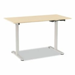 Deals 🤩 Essentials Electric Sit-Stand Two-Column Workstation, 47.2" X 23.6" X 28.7" To 48.4", Natural Wood/Light Gray ✨