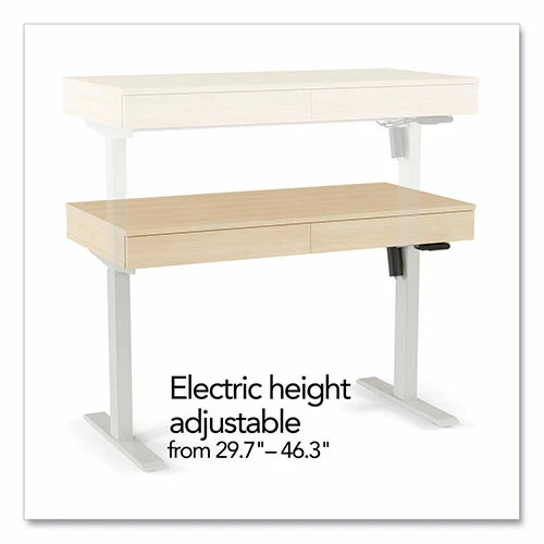 Brand new ✨ Essentials Deluxe Electric Sit-Stand 2-Column Workstation, 2 Desk Drawers, 47.2" X 23.6" X 29.7 To" 46.3", Natural/Light Gray ⭐ 4 Brand new ✨ Essentials Deluxe Electric Sit-Stand 2-Column Workstation, 2 Desk Drawers, 47.2" X 23.6" X 29.7 To" 46.3", Natural/Light Gray ⭐ - Image 2