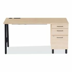 Wholesale 🧨 Essentials Single-Pedestal Writing Desk With Integrated Power Management, 59.8" X 29.9" X 29.7", Natural Wood/Black 🎁