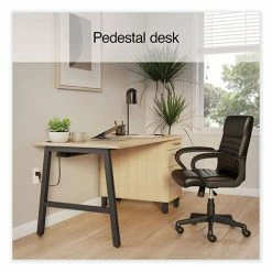 Wholesale 🧨 Essentials Single-Pedestal Writing Desk With Integrated Power Management, 59.8" X 29.9" X 29.7", Natural Wood/Black 🎁 -Essentials shop UOS60419CC 2