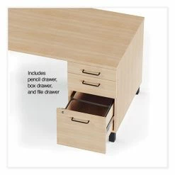 Wholesale 🧨 Essentials Single-Pedestal Writing Desk With Integrated Power Management, 59.8" X 29.9" X 29.7", Natural Wood/Black 🎁 -Essentials shop UOS60419CC 4