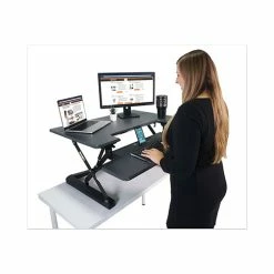 Best Sale ⭐ High Rise Height Adjustable Standing Desk With Keyboard Tray, 36w X 31.25d X 20h, Gray/Black 🥰