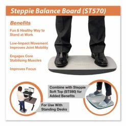Hot Sale ✨ Steppie Balance Board, 22.5w X 14.5d X 2.13h, Two-Tone Gray 💯 -Essentials shop VCTST570 2
