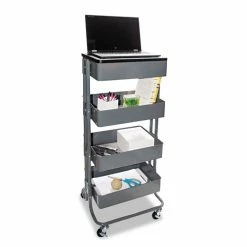 Discount 🎁 Multi-Use Storage Cart/Stand-Up Workstation, 15.25w X 11.25d X 18.5 To 39h, Gray 🥰