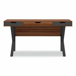 Cheapest 😉 Stirling Table Desk, 59.75" X 23.75" X 31", Natural Walnut/Charcoal Gray 👍
