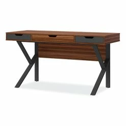 Cheapest 😉 Stirling Table Desk, 59.75" X 23.75" X 31", Natural Walnut/Charcoal Gray 👍 -Essentials shop WHLST60D 2