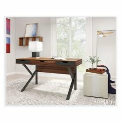 Cheapest 😉 Stirling Table Desk, 59.75" X 23.75" X 31", Natural Walnut/Charcoal Gray 👍 -Essentials shop WHLST60D 3