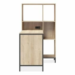 Wholesale 🎉 Turing Home Office Workstation With Integrated Bookcase And Power Center, 48.3" X 31.75" X 55.25", Desert Ash/Black 😍 -Essentials shop WHLTU48CD 2